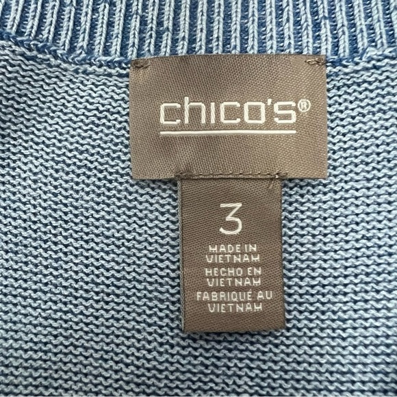 Chico’s Women’s Pullover Sweater Sz 3=Large Sz 16 Color Blue Stretch Cuff Sleeve - Picture 7 of 12